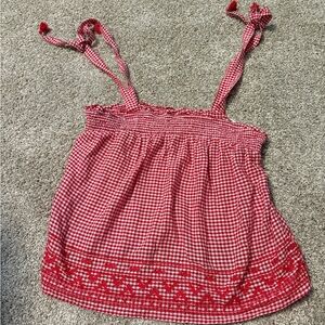 Old Navy Red Gingham Smocked Top